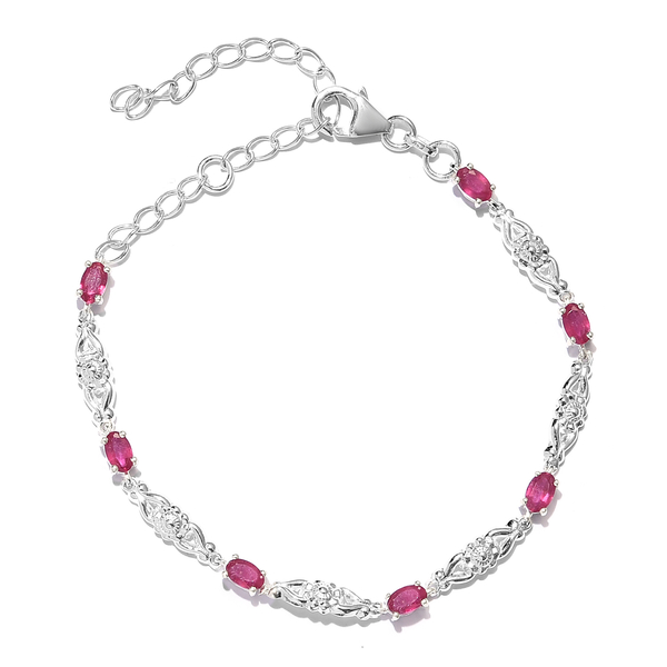 African Ruby (FF) Bracelet (Size 6.5 with 2 inch Extender) in Sterling Silver.
