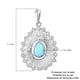GP Italian Garden Leaf and Flower - Arizona Sleeping Beauty Turquoise, Natural Cambodian Zircon and Blue Sapphire Pendant in Platinum Overlay Sterling Silver