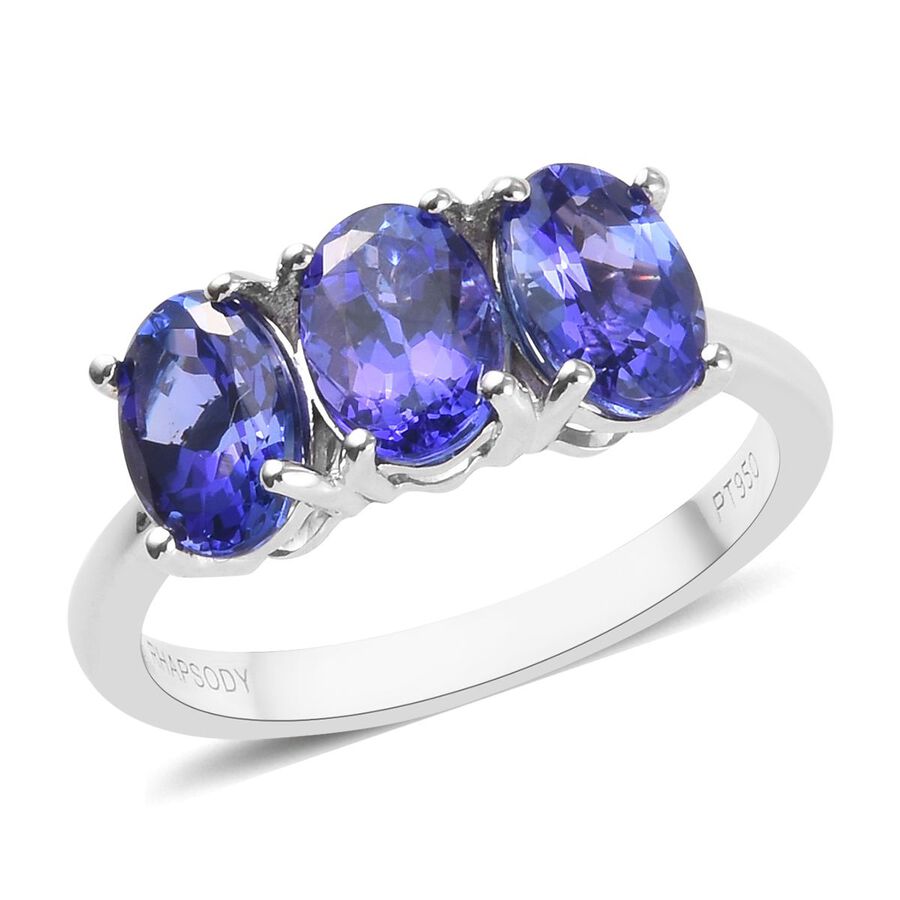 Shop LC Delivering Joy Rhapsody 950 Platinum Round AAAA Blue Tanzanite Solitaire Ring Wedding Anniversary Jewelry for Women Size 8 Ct 1.3