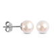 Japanese Akoya Pearl Stud Earrings (with Push Back) in Rhodium Overlay Sterling Silver