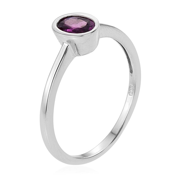 Rare Mozambique Grape Colour Garnet (Ovl) Solitaire Ring in Platinum Overlay Sterling Silver 1.000 Ct.