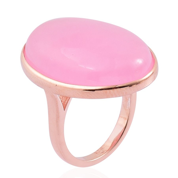 Pink Jade (Ovl) Ring in Rose Gold Overlay Sterling Silver 28.250 Ct.