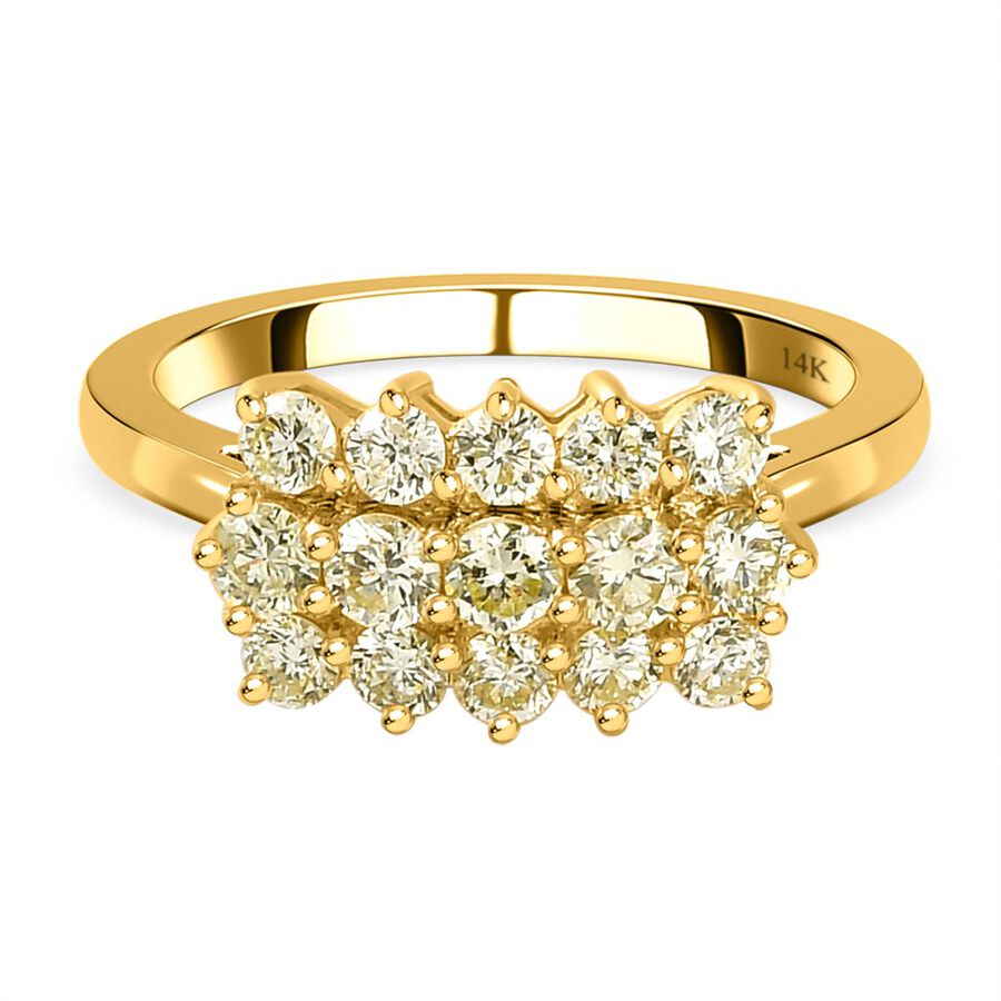 14K Yellow Gold SGL Certified Natural Yellow Diamond ( I1-I2 ) Boat Ring 1.00 Ct.