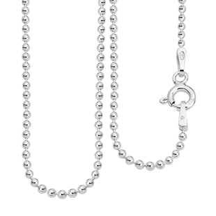 Sterling Silver Ball Bead Chain (Size 16) With Spring Clasp