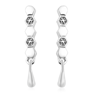 LucyQ Honeycomb Collection - Rhodium Overlay Sterling Silver Earrings (with Push Back)