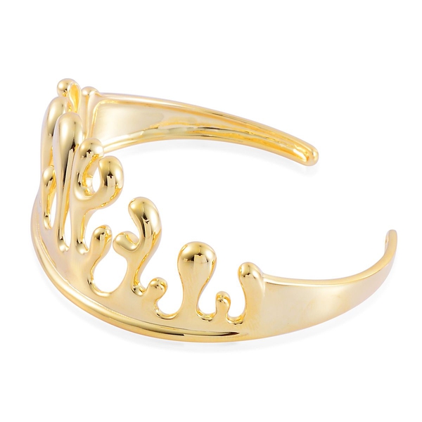 LucyQ Motion Ocean Cuff Bangle (Size 7) in Yellow Gold Plated Sterling Silver 20.40 Gms.