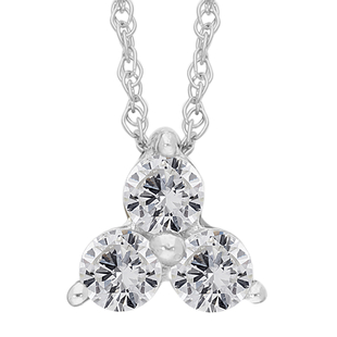 9K White Gold SGL Certified Diamond (Rnd) (I3/G-H) Trilogy Pendant with Chain (Size 18) 0.25 Ct.