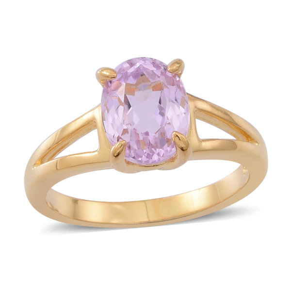 Brazilian Kunzite (Ovl) Solitaire Ring in 14K Gold Overlay Sterling Silver 2.500 Ct.