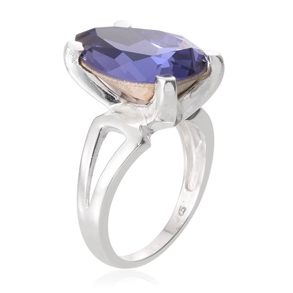 Lustro Stella  - Tanzanite Colour Crystal (Pear) Solitaire Ring in Sterling Silver