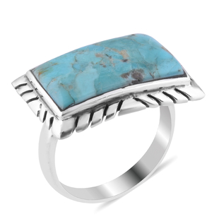 Santa Fe Collection - Turquoise  Ring in Rhodium Overlay Sterling Silver 1.00 ct.