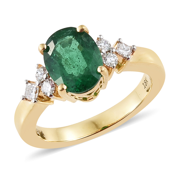ILIANA 18K Gold 1.85 Ct Premium Santa Terezinha Emerald and Diamond Ring 5.35 grams
