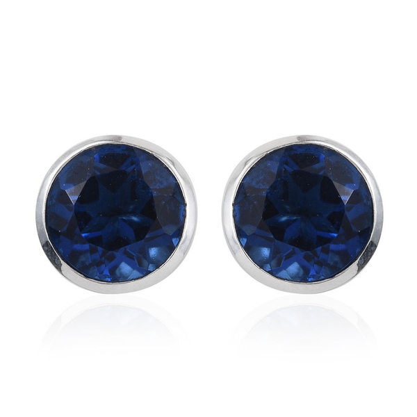 Ceylon Colour Quartz (Rnd) Stud Earrings (with Push Back) in Platinum Overlay Sterling Silver 4.500 