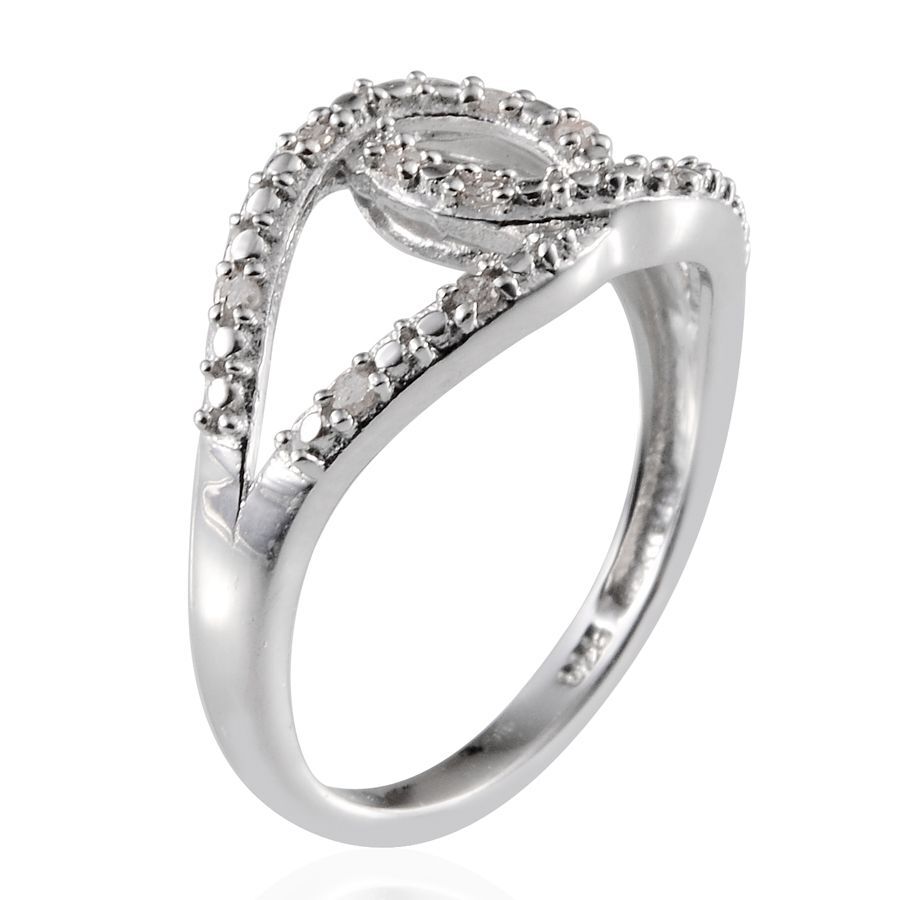 Diamond (Rnd) Hug Ring in Platinum Overlay Sterling Silver 0.10 Ct.