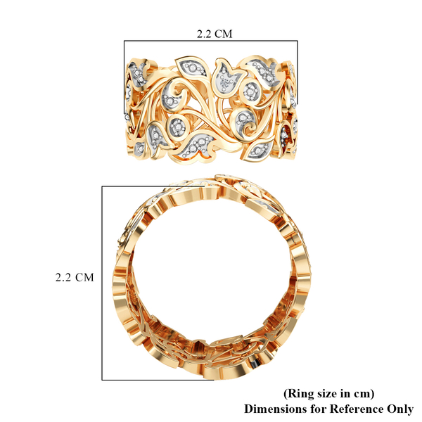 Designer Inspired- Diamond (Rnd) Leaf Ring in 14K Gold Overlay Sterling Silver.