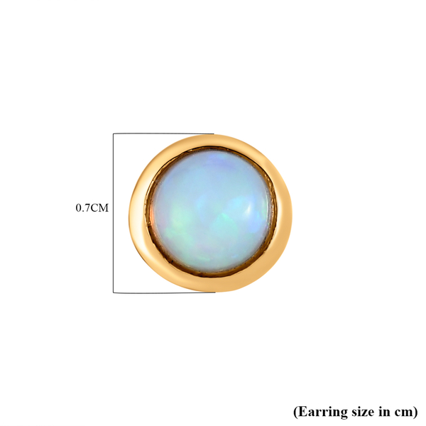 Ethiopian Welo Opal (Rnd) Solitaire Studs Earrings (with Push Back) in 14K Gold Overlay Sterling Silver 1.250 Ct.