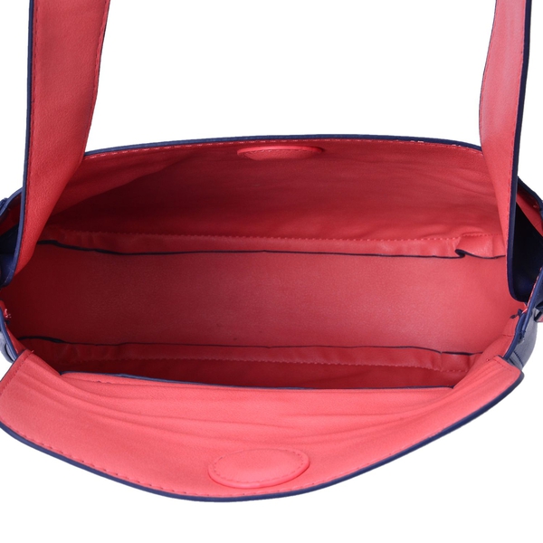 Penny Navy and Pink Colour Shoulder Bag with Shoulder Strap (Size 27x24x8 Cm)