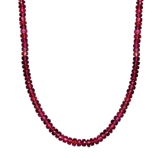 9K Yellow Gold AAA Ouro Fino Rubellite Beads Necklace (Size - 18) 43.70 Ct.