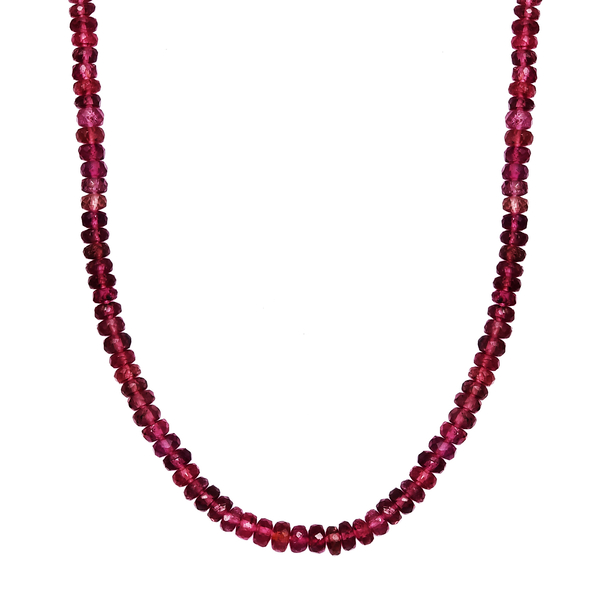 First Time Ever- 9K Yellow Gold AAA Ouro Fino Rubellite Beads Necklace (Size - 18) 43.70 Ct.