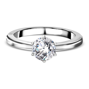 Moissanite Ring in Platinum Overlay Sterling Silver 1.00 Ct.