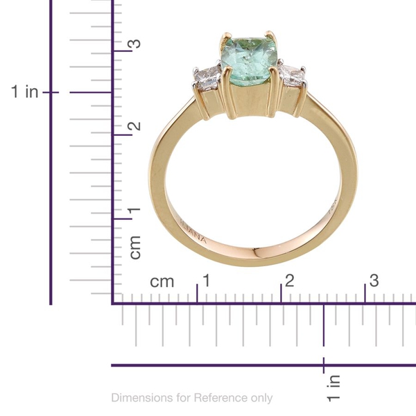 ILIANA 18K Y Gold Mozambique Paraiba Tourmaline (Cush 1.25 Ct), Diamond Ring 1.500 Ct.