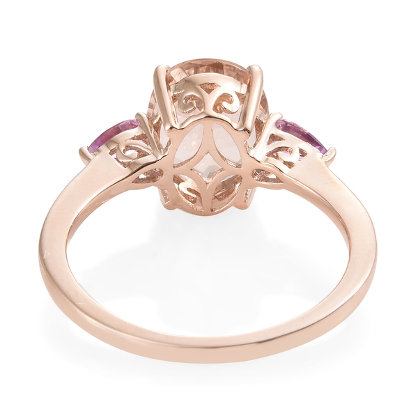 Collectors Edition-9K Rose Gold AAA Marropino Morganite (Ovl 11x9mm 3.20 Ct), Pink Sapphire Ring 3.500 Ct.