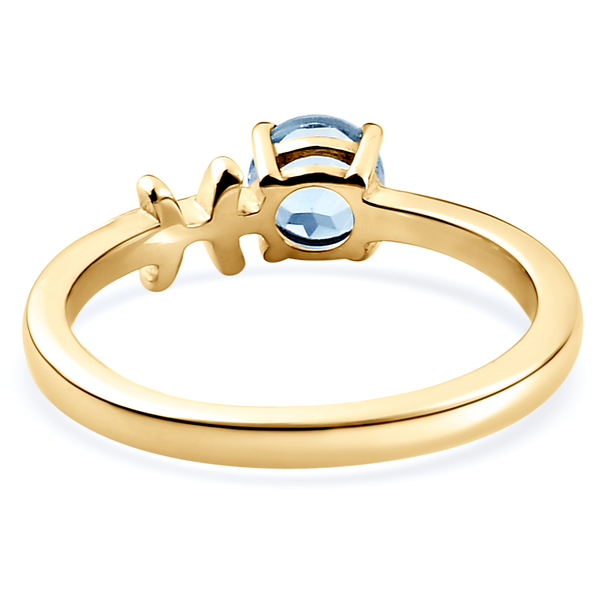 AA Espirito Santo Aquamarine Zodiac-Pisces Ring in 14K Gold Overlay Sterling Silver.