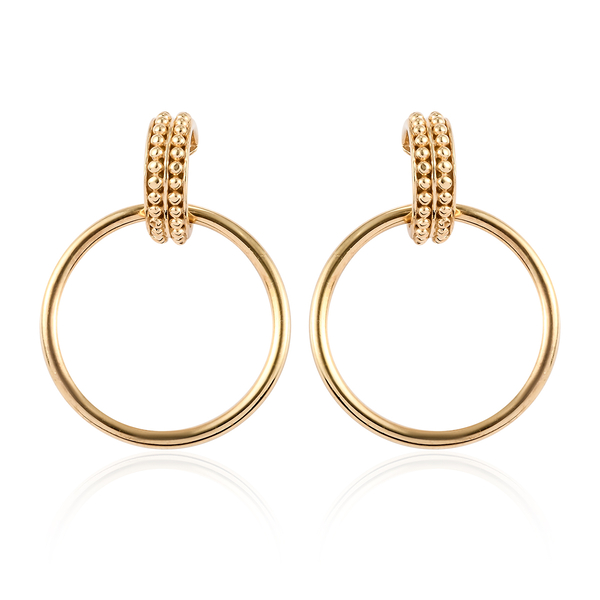 Sunday Child - Yellow Gold Overlay Sterling Silver Circle Earrings (with Push Back), Silver Wt. 8.00