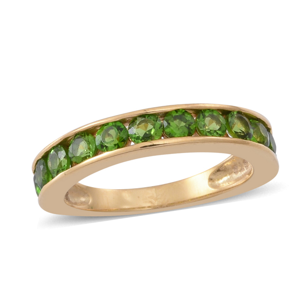 AAA Chrome Diopside (Rnd) Half Eternity Channel Band Ring in 14K Gold Overlay Sterling Silver 1.500 