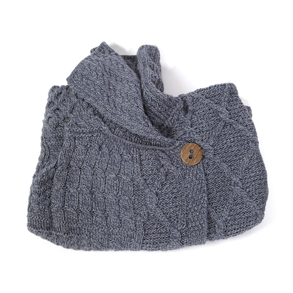 Limited Available - Carraig Donn 100% Merino Wool Knitted Women Cardigan with Pockets and Button-Blu