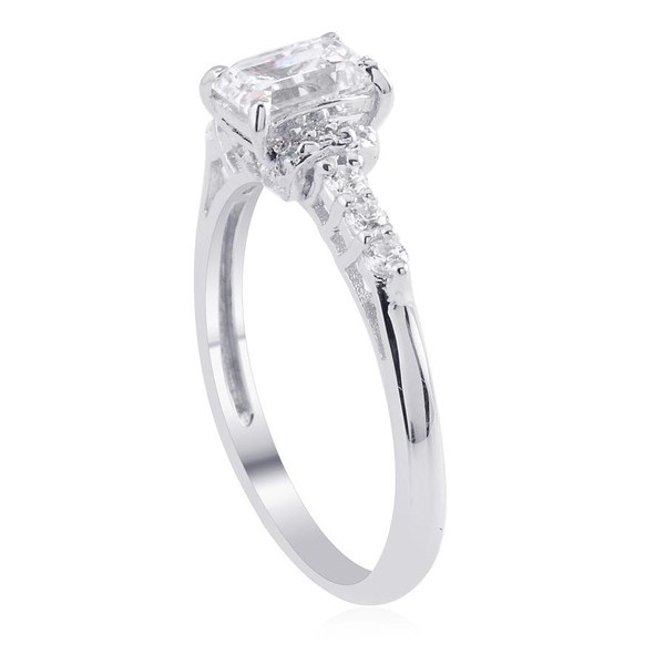 Lustro Stella - Platinum Overlay Sterling Silver (Oct) Ring Made with Finest CZ 1.432 Ct.