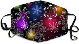 Christmas Theme Washable and Reusable Face Coverwith Adjustable Earloops- Black and Multi