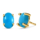 Arizona Sleeping Beauty Turquoise Solitaire Stud Earrings (with Push Back) in 14K Gold Overlay Sterl
