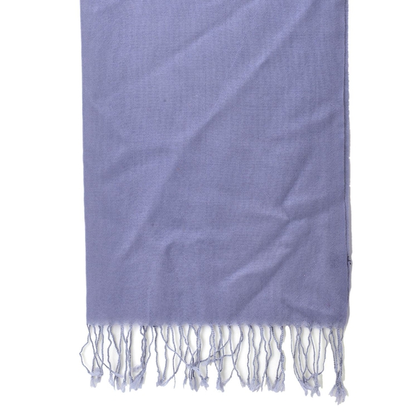 100% Wool Grey Colour Scarf with Fringes (Size 180x70 Cm)