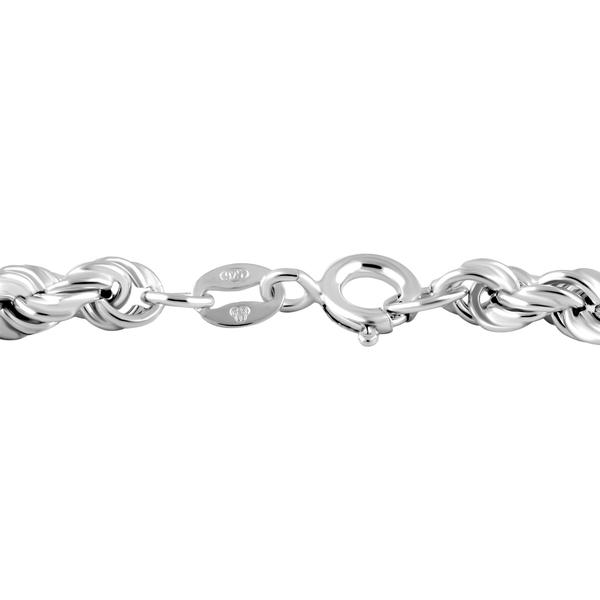 Sterling Silver Rope Chain Bracelet (Size 7) with Spring Ring Clasp