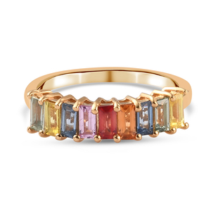 Multi Sapphire Band Ring in 14K Gold Overlay Sterling Silver