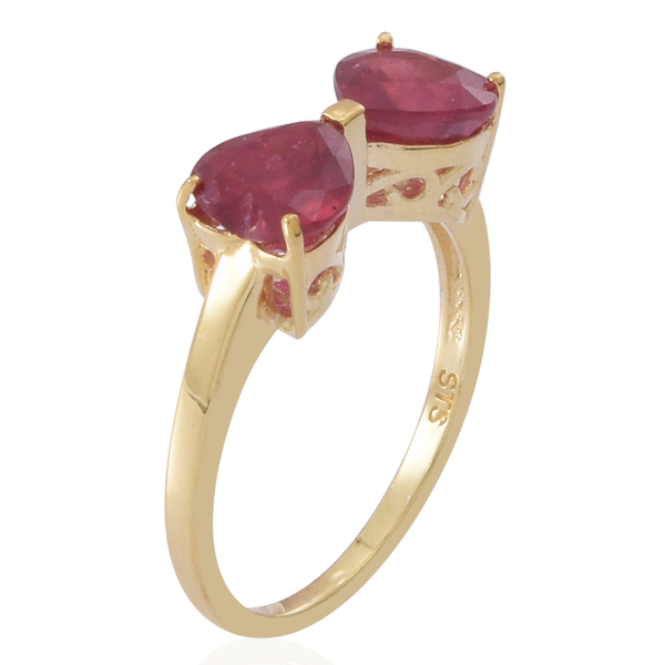 African Ruby (Hrt) Bow Ring in 14K Gold Overlay Sterling Silver 3.500 Ct.