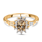 Natural Turkizite and Natural Cambodian Zircon Ring (Size P) in 14K Gold Overlay Sterling Silver 1.03 Ct.