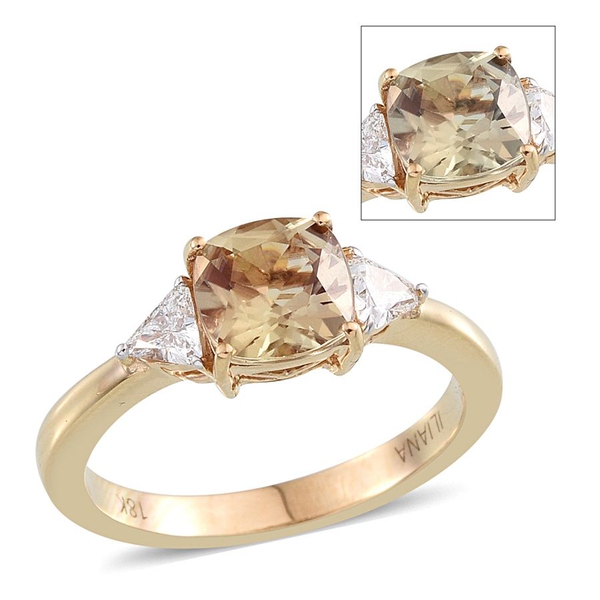ILIANA 18K Y Gold Turkizite (Cush 1.90 Ct), Diamond Ring 2.150 Ct.