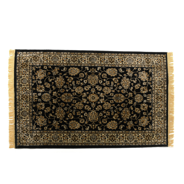 Traditional Floral Pattern Carpet (Size 120x180 Cm) - Black & White