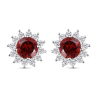 Mozambique Garnet and Natural Cambodian Zircon Stud Earrings (with Push Back) in Sterling Silver 2.6