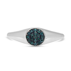 Blue Diamond Ring (Size S) in Platinum Overlay Sterling Silver 0.20 Ct.