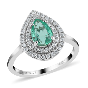 RHAPSODY 950 Platinum AGI Certified AAAA Boyaca Colombian Emerald and Diamond (VS/E-F) Ring 1.35 Ct,