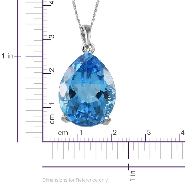 Electric Swiss Blue Topaz (Pear) Solitaire Pendant With Chain in Platinum Overlay Sterling Silver 18.000 Ct.