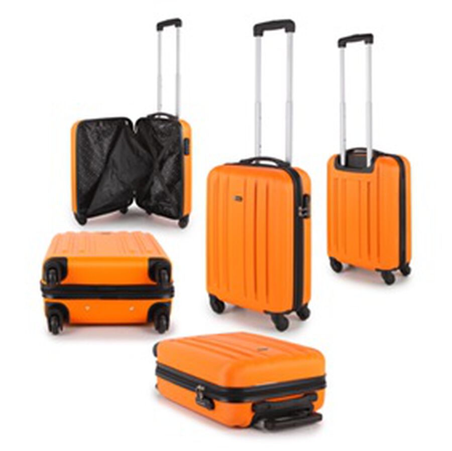 21 Inch Carry on Luggage Bag with Four Spinner Wheels Suitcase Orange