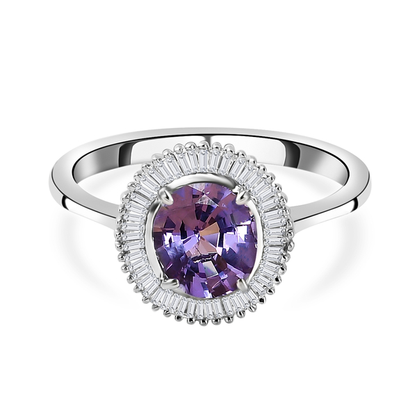 RHAPSODY 950 Platinum AAAA Purple Sapphire and Diamond (VS/E-F) Ring 2.41 Ct, Platinum Wt. 4.50 Gms