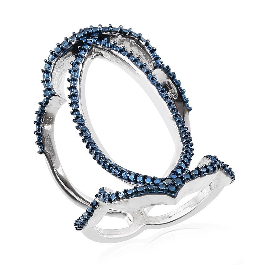 Blue Diamond (Rnd) Ring in ION Plated Platinum Bond