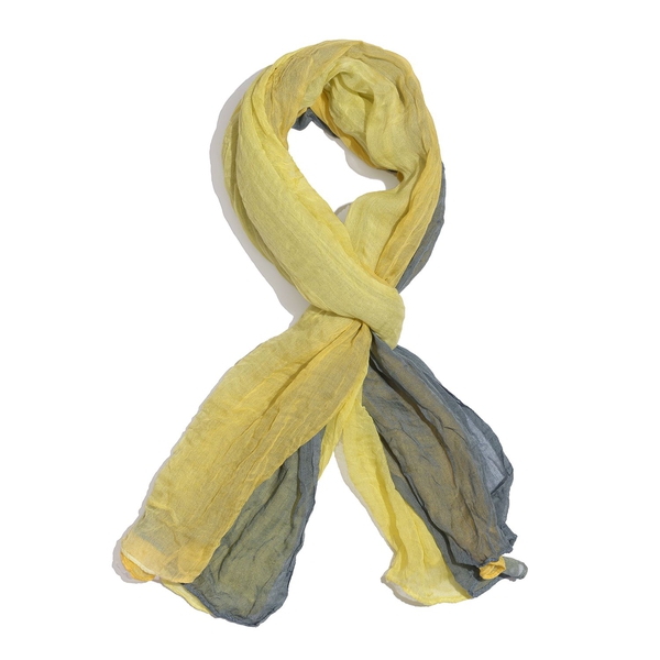 100% Modal Yellow, Grey and Multi Colour Ombre Scarf (Size 170x100 Cm)