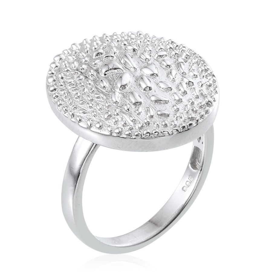 Platinum Overlay Sterling Silver Rocky Shores Ring, Silver wt 7.00 Gms.