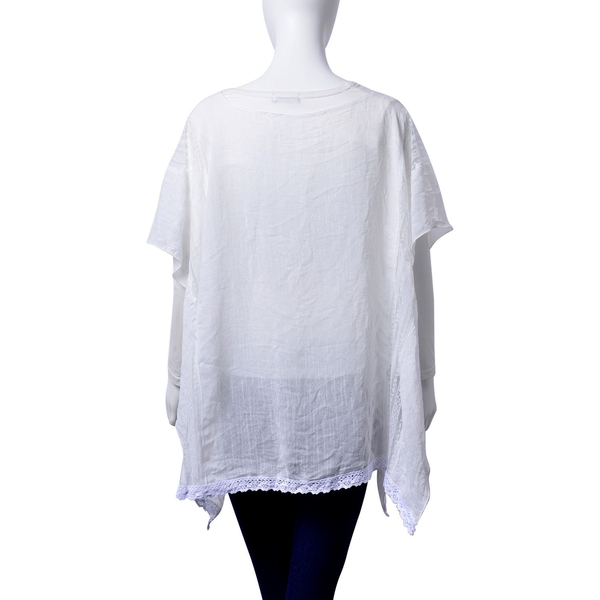 White Colour Top with Lace Detail finishing on the Hem  (Size 85x70 Cm)