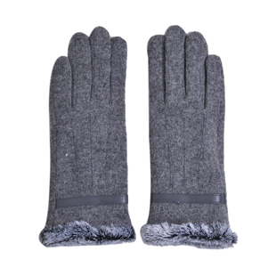 Cashmere Faux Fur Gloves - Black